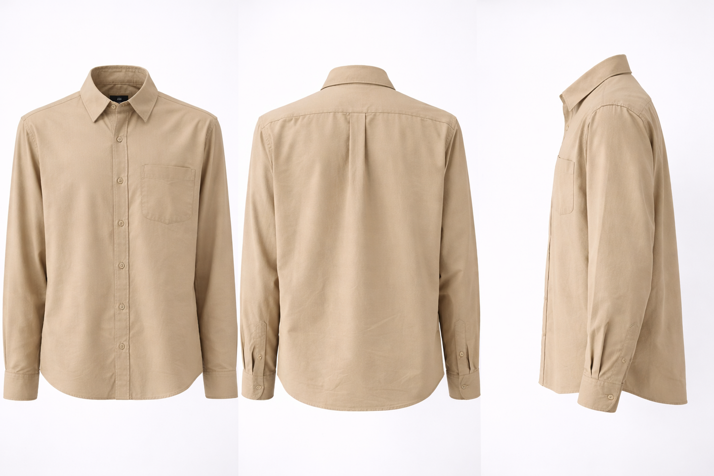 Beige Solid Casual Shirt