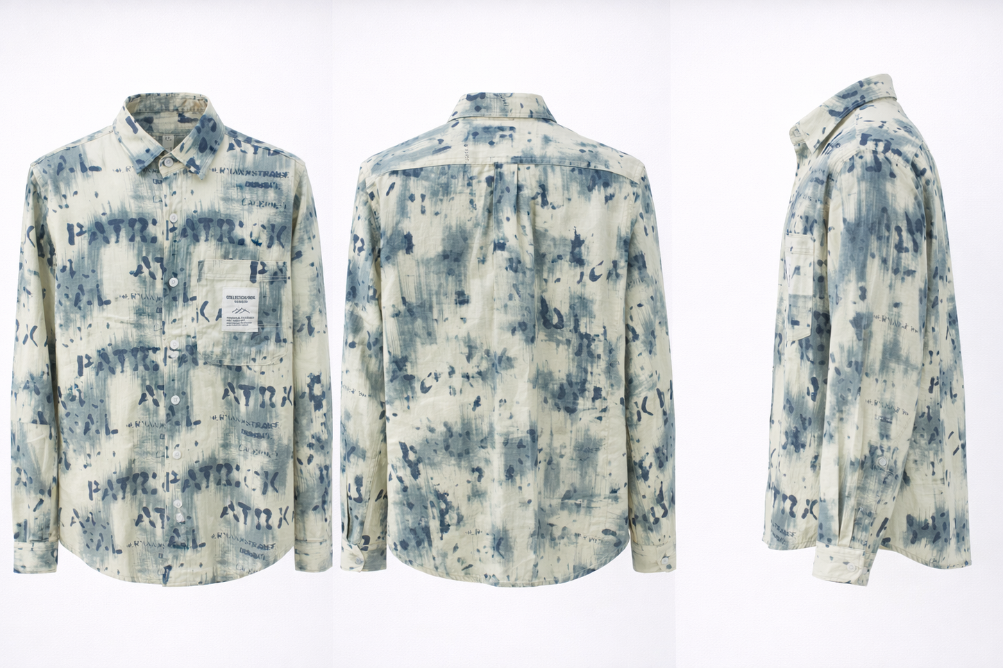Abstract Wash Printed Casual Denim Shirt