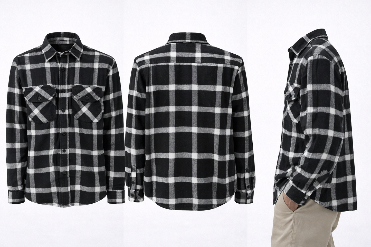 Black & White Check Flannel Shirt