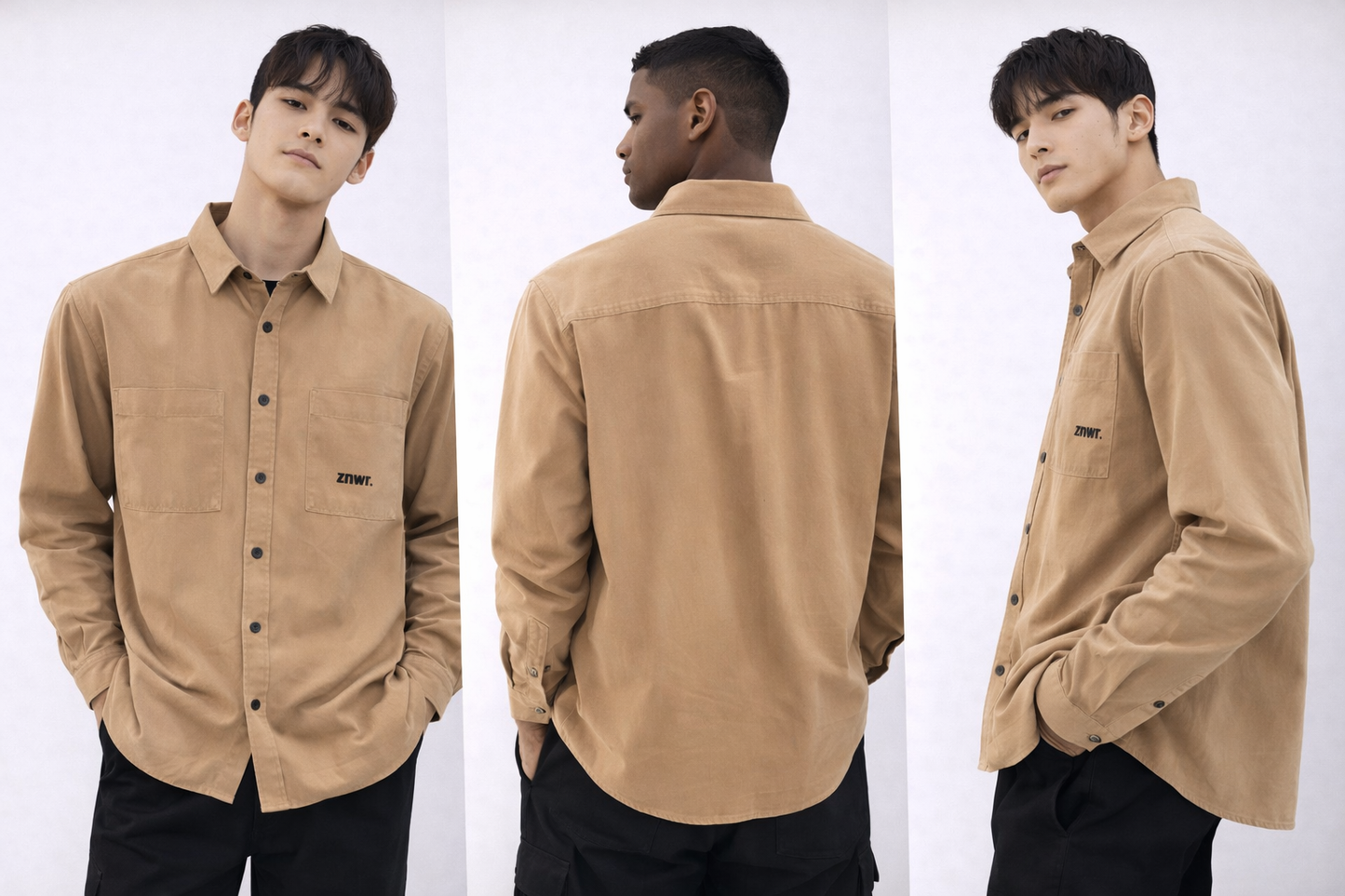 Textured Tan Cotton Shirt