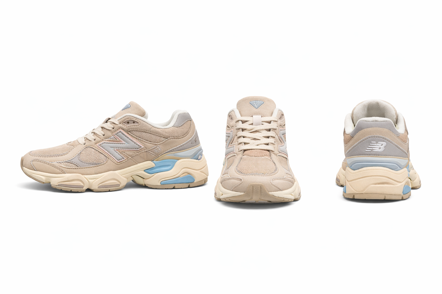 New Balance Beige Blue Chunky Runner Sneaker