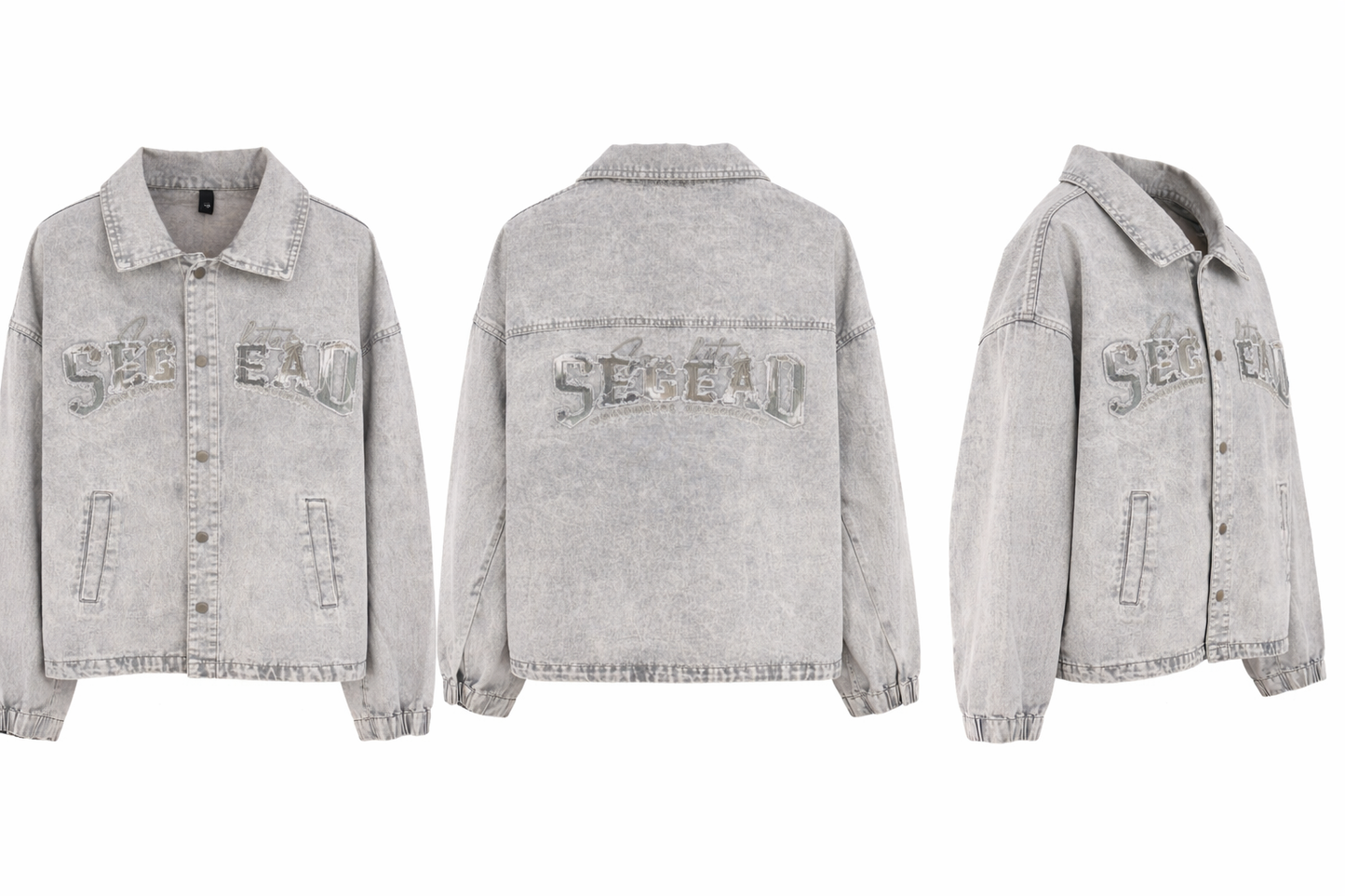 Acid Wash Denim Shirt Baggy Fit – Grey