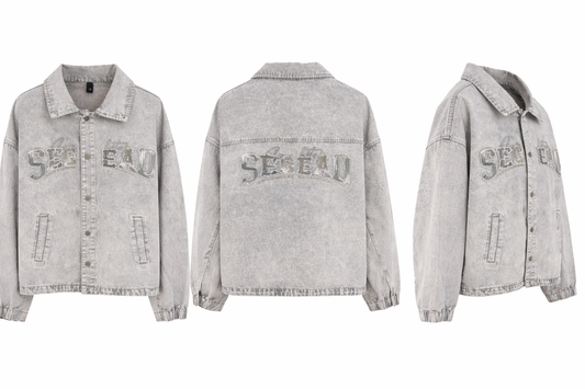 Acid Wash Denim Shirt Baggy Fit – Grey