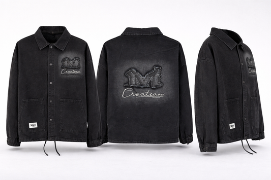 Washed Black Hooded Shirt – M Creation