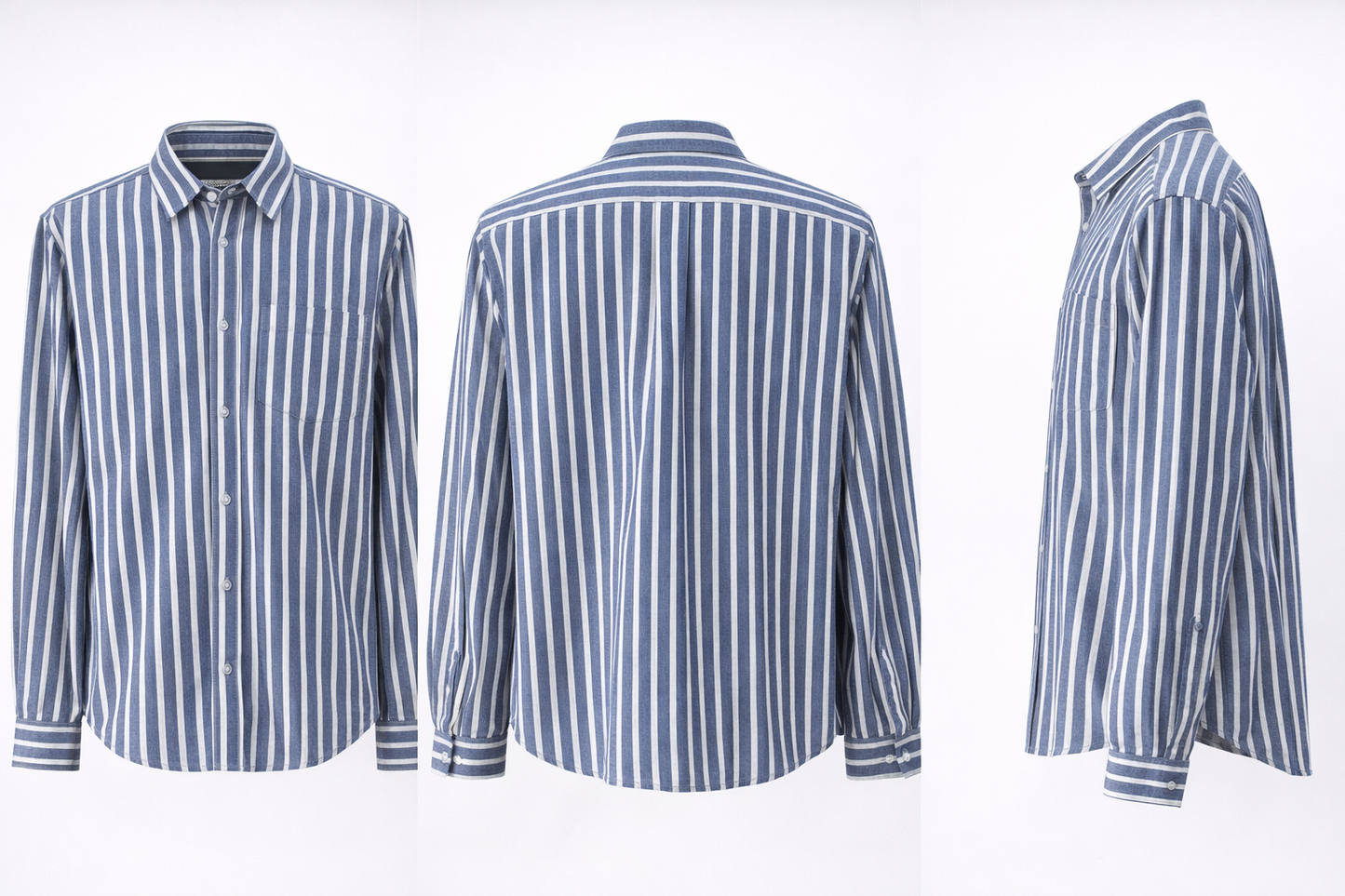 Blue & White Vertical Stripe Shirt