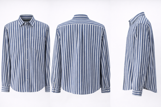 Blue & White Vertical Stripe Shirt