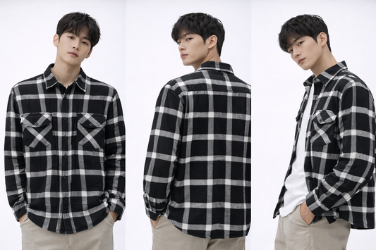 Black & White Check Flannel Shirt