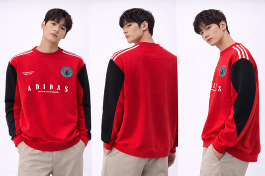 Premium Red & Black Cotton Sweatshirt