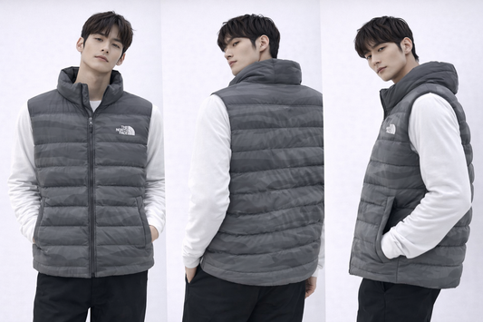 Grey Camo Half Puffer Jacket