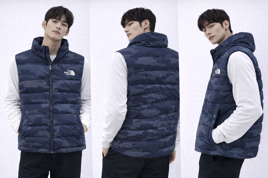 Men’s Half Puffer Jacket – Navy Blue