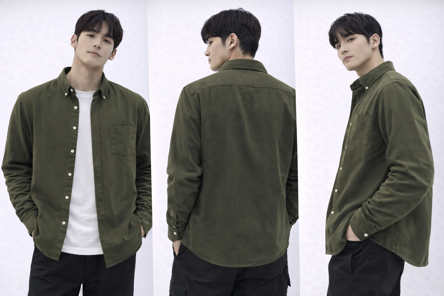 Olive Green Full-Sleeve Cotton Shirt