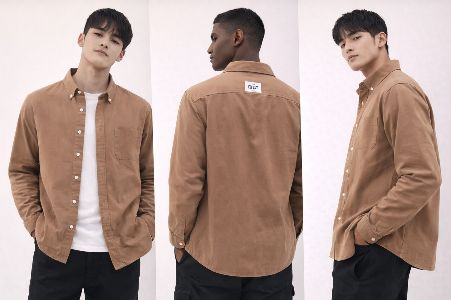 Premium Utility Denim Overshirt – Camel Brown