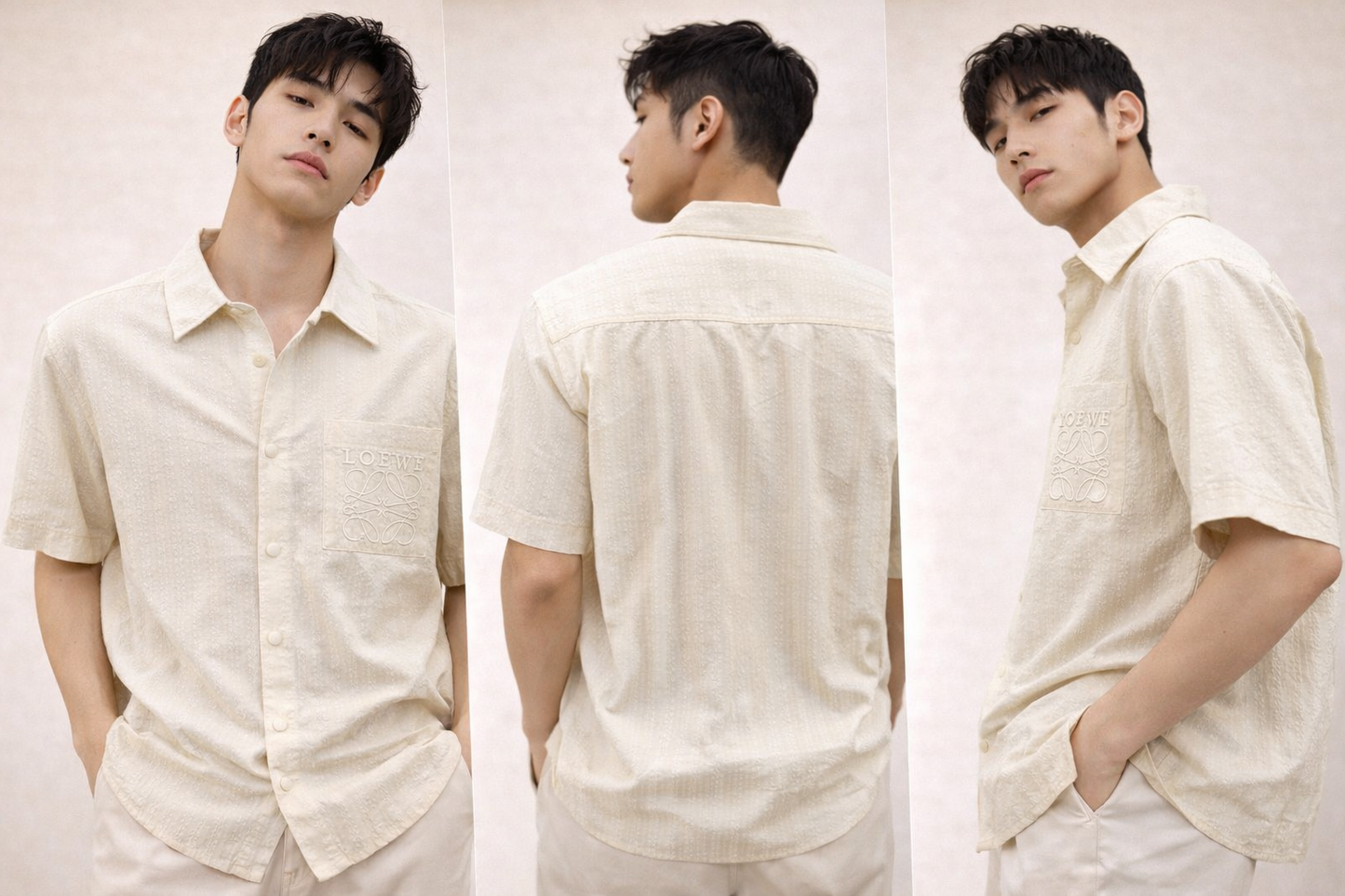 Premium Textured Short-Sleeve Shirt – Off-White
