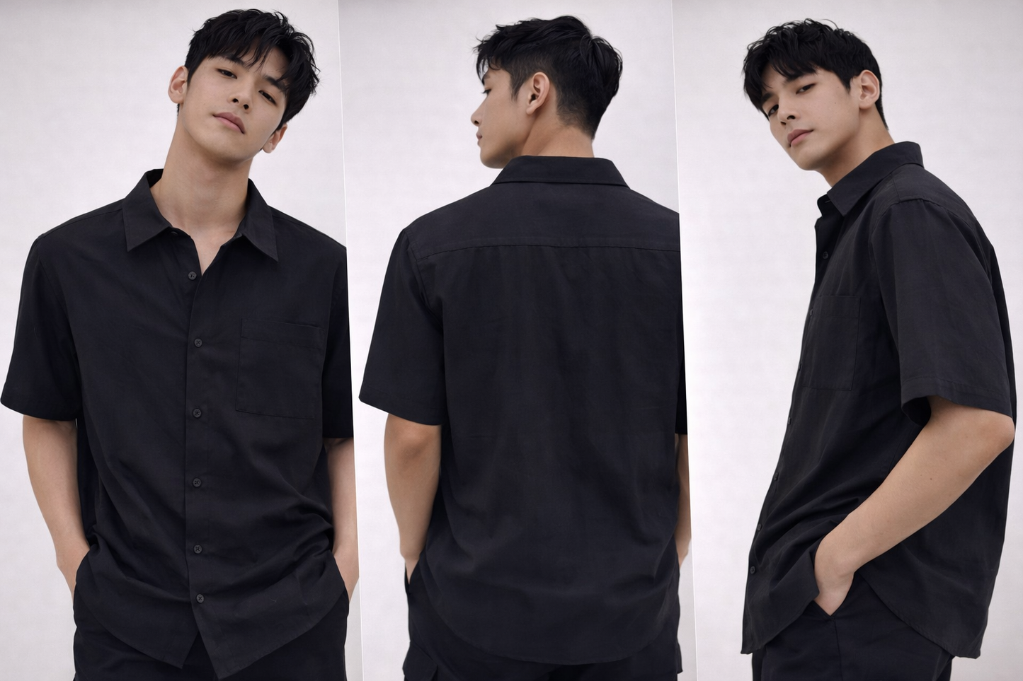 Black Textured Basic Shirt