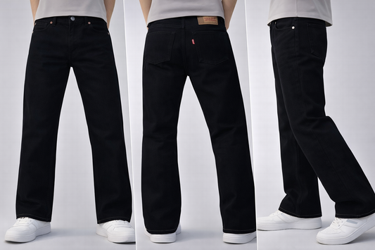 Black Straight-Fit Denim Jeans