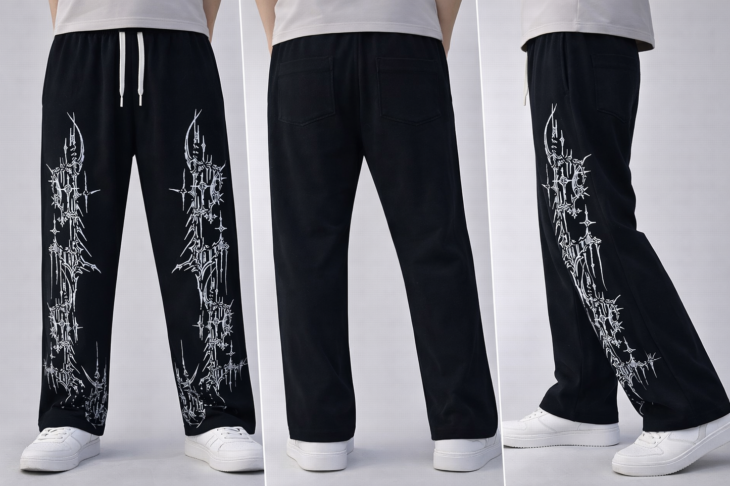 Graphic Black Cotton Track Pants