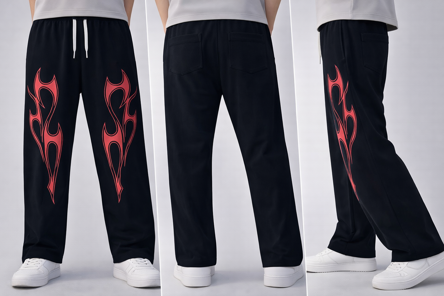 Graphic Black Cotton Track Pants