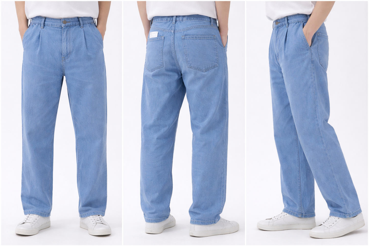 Relaxed Fit Denim Jeans – Light Blue